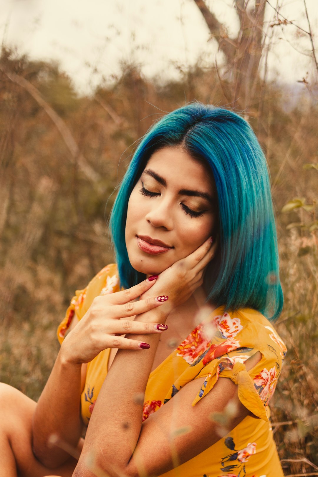woman with vibrant hair color